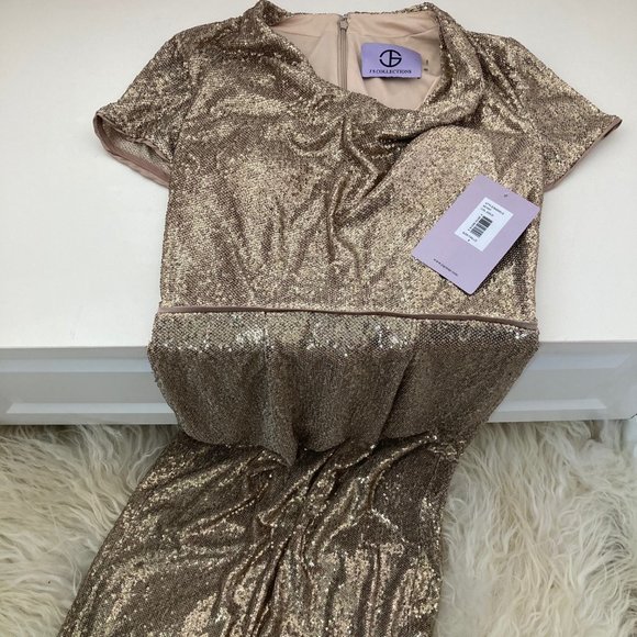 JS COLLECTIONS Cowl Neck Sequin Gown - Picture 10 of 12